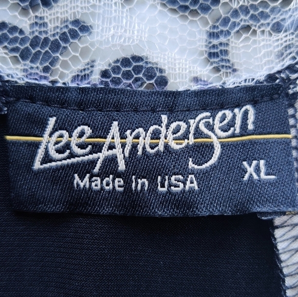 LEE ANDERSEN Lace Color-Block Dress XL Jersey Knit A-Line Sleeveless Shift - Picture 5 of 16